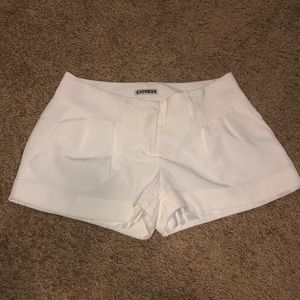 Express White Pleated Shorts